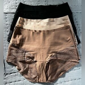 SPANX lace undie-tectable hipster underwear XL black, cafe au lait & soft nude